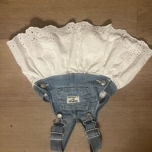 OshKosh B'gosh White Eyelet Skirt with Denim Bib